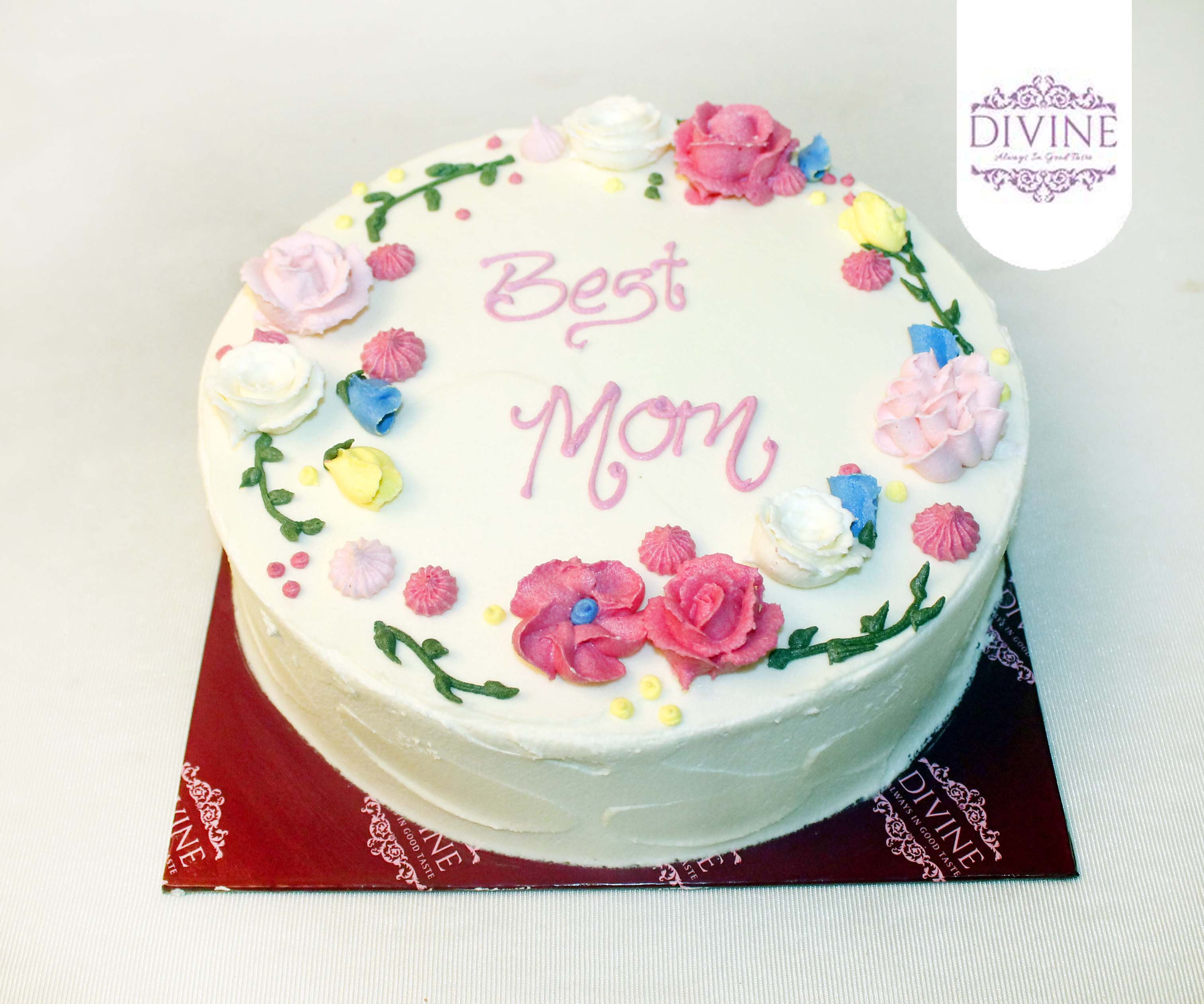 Mother's Day Elegant Best Mom Ribbon Cake – Divine